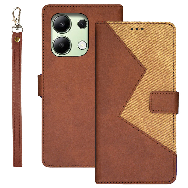 IDEWEI For Xiaomi Redmi Note 13 4G Case Card Slots TPU+PU Leather Phone Cover - Brown