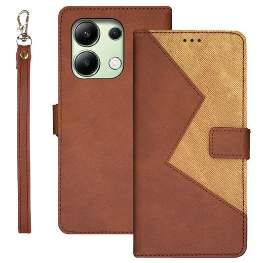 IDEWEI For Xiaomi Redmi Note 13 4G Case Card Slots TPU+PU Leather Phone Cover - Brown