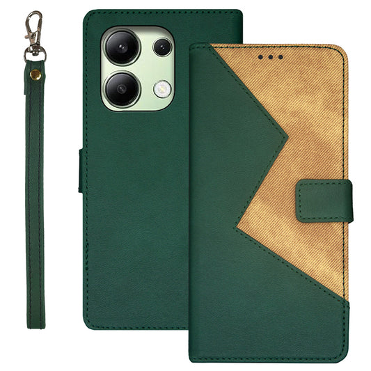IDEWEI For Xiaomi Redmi Note 13 4G Case Card Slots TPU+PU Leather Phone Cover - Green