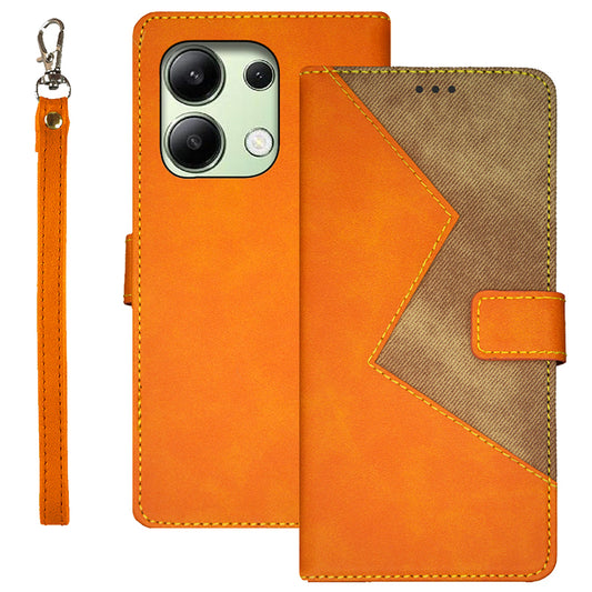 IDEWEI For Xiaomi Redmi Note 13 4G Case Card Slots TPU+PU Leather Phone Cover - Yellow