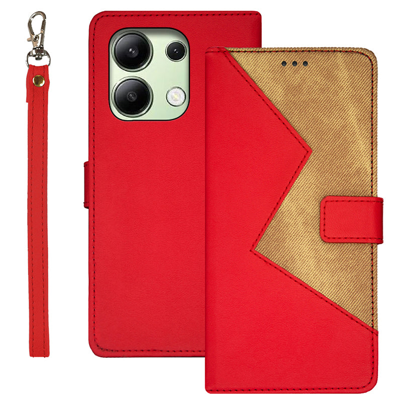 IDEWEI For Xiaomi Redmi Note 13 4G Case Card Slots TPU+PU Leather Phone Cover - Red