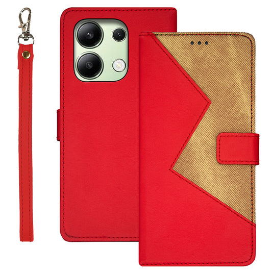IDEWEI For Xiaomi Redmi Note 13 4G Case Card Slots TPU+PU Leather Phone Cover - Red