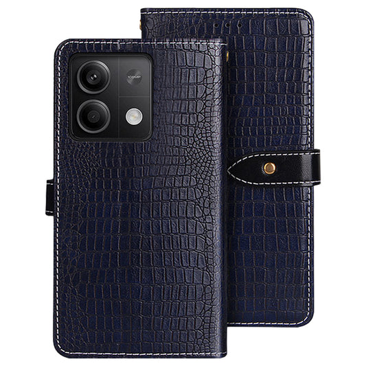 IDEWEI For Xiaomi Redmi Note 13 5G Magnetic Case Leather Crocodile Texture Cover - Blue