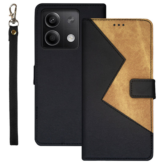 IDEWEI For Xiaomi Redmi Note 13 5G Case Drop-resistant Leather Phone Stand Cover - Black