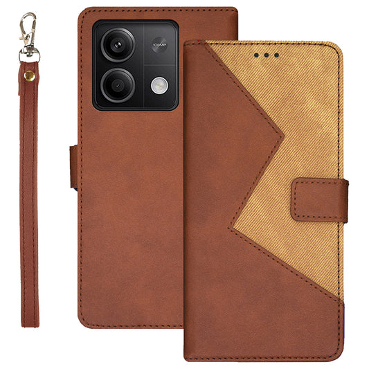 IDEWEI For Xiaomi Redmi Note 13 5G Case Drop-resistant Leather Phone Stand Cover - Brown