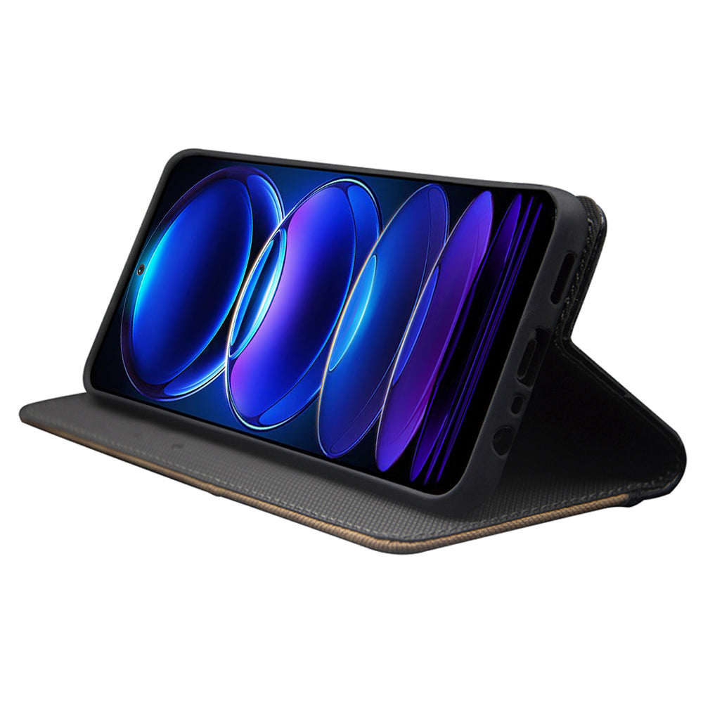 IDEWEI For Xiaomi Redmi Note 13 5G Case Drop-resistant Leather Phone Stand Cover - Brown
