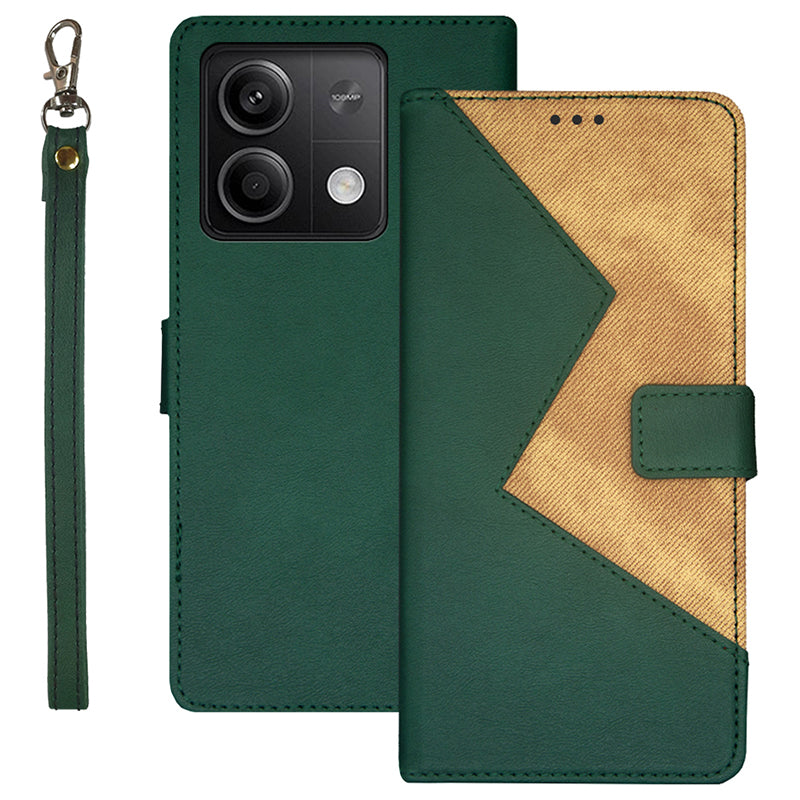 IDEWEI For Xiaomi Redmi Note 13 5G Case Drop-resistant Leather Phone Stand Cover - Green