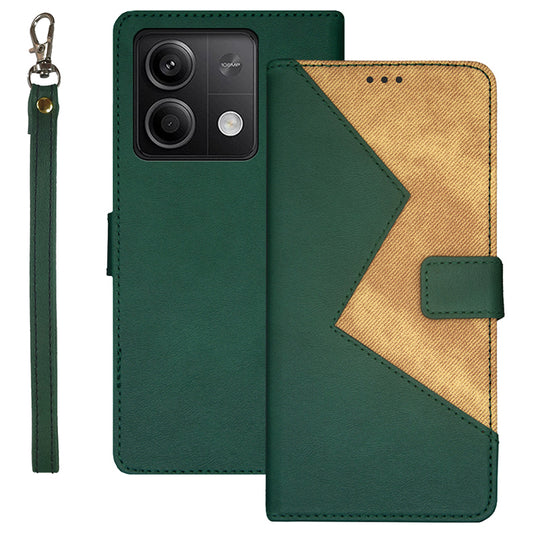 IDEWEI For Xiaomi Redmi Note 13 5G Case Drop-resistant Leather Phone Stand Cover - Green