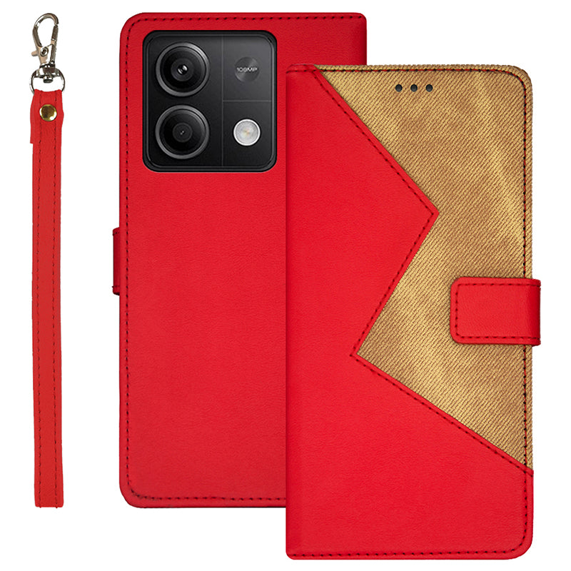 IDEWEI For Xiaomi Redmi Note 13 5G Case Drop-resistant Leather Phone Stand Cover - Red