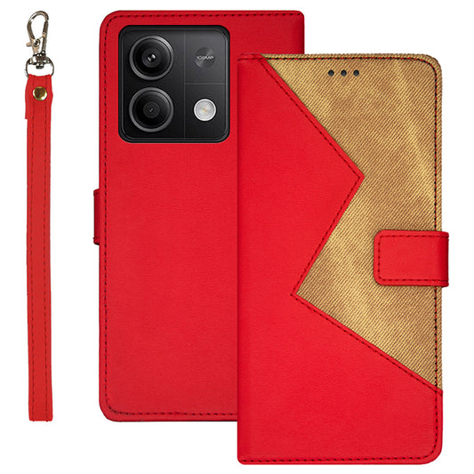 IDEWEI For Xiaomi Redmi Note 13 5G Case Drop-resistant Leather Phone Stand Cover - Red