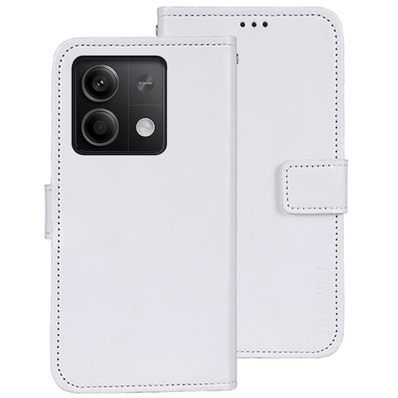 IDEWEI For Xiaomi Redmi Note 13 5G Wallet Case Leather Crazy Horse Texture Phone Cover - White