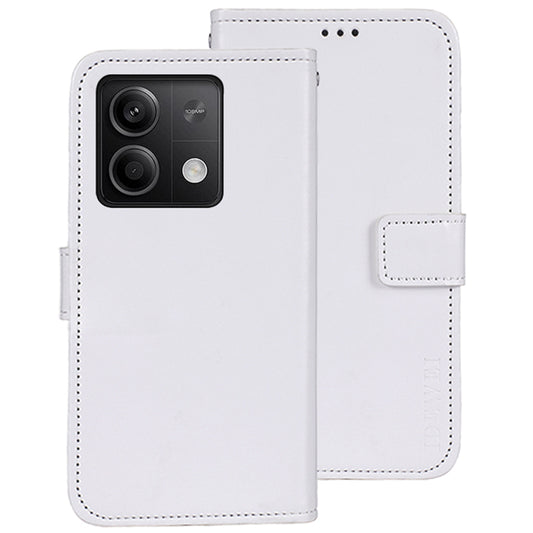 IDEWEI For Xiaomi Redmi Note 13 5G Wallet Case Leather Crazy Horse Texture Phone Cover - White