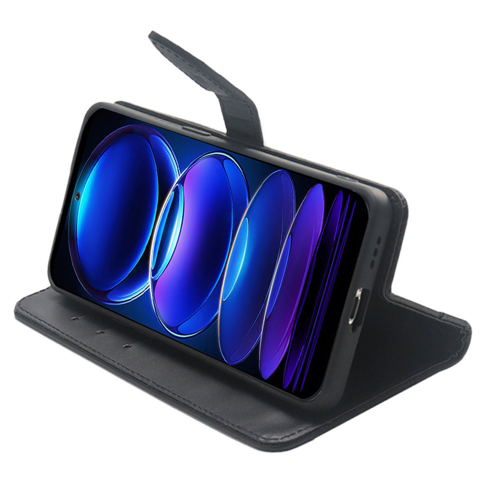 IDEWEI For Xiaomi Redmi Note 13 5G Phone Cover Stand Leather Case with Wrist Strap - Black