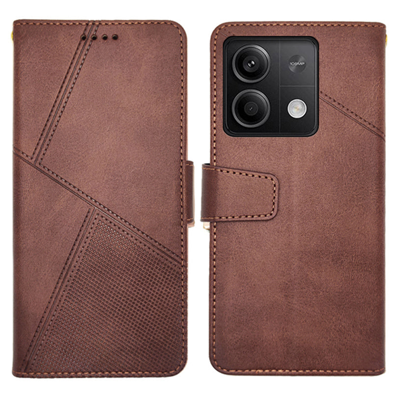 IDEWEI For Xiaomi Redmi Note 13 5G Cell Phone Case Calf Texture Leather Card Slots Cover - Brown