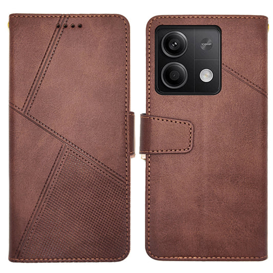 IDEWEI For Xiaomi Redmi Note 13 5G Cell Phone Case Calf Texture Leather Card Slots Cover - Brown