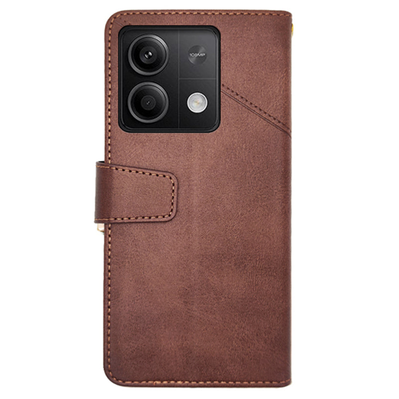 IDEWEI For Xiaomi Redmi Note 13 5G Cell Phone Case Calf Texture Leather Card Slots Cover - Brown