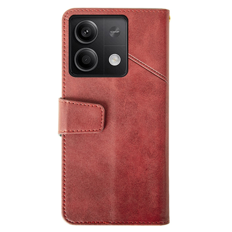 IDEWEI For Xiaomi Redmi Note 13 5G Cell Phone Case Calf Texture Leather Card Slots Cover - Red