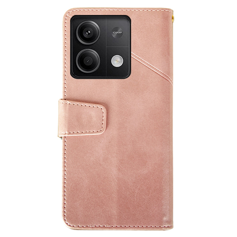 IDEWEI For Xiaomi Redmi Note 13 5G Cell Phone Case Calf Texture Leather Card Slots Cover - Pink