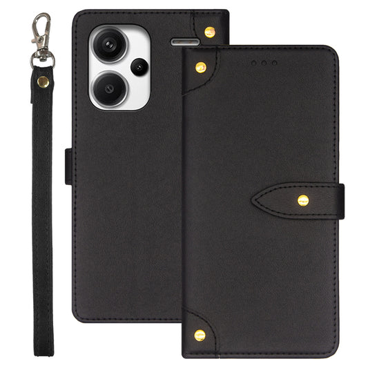 IDEWEI For Xiaomi Redmi Note 13 Pro+ 5G Magnetic Phone Case Leather Card Holders Stand Cover - Black