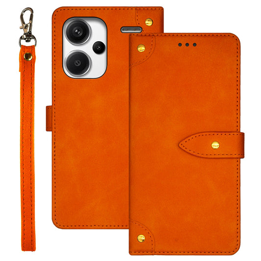 IDEWEI For Xiaomi Redmi Note 13 Pro+ 5G Magnetic Phone Case Leather Card Holders Stand Cover - Orange