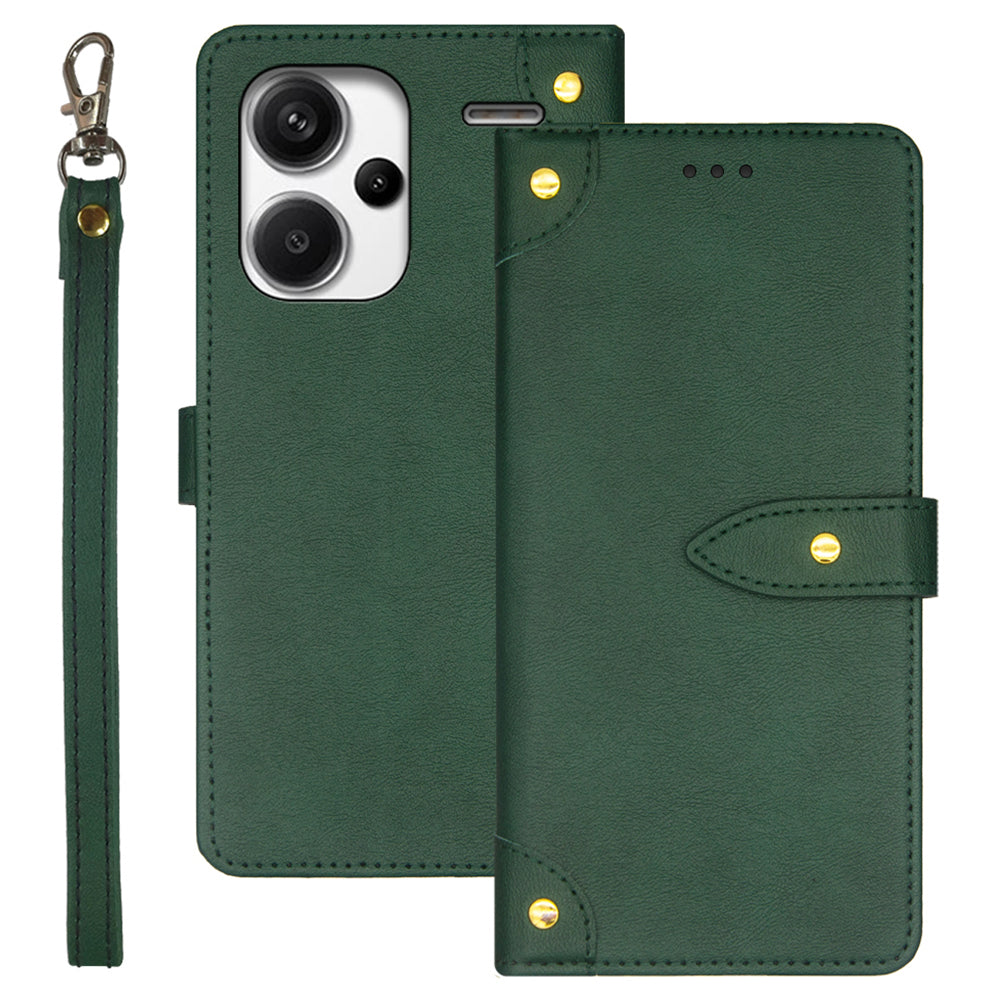 IDEWEI For Xiaomi Redmi Note 13 Pro+ 5G Magnetic Phone Case Leather Card Holders Stand Cover - Green