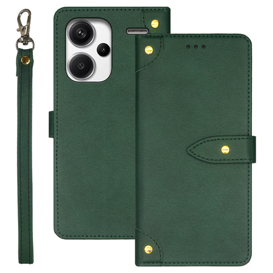 IDEWEI For Xiaomi Redmi Note 13 Pro+ 5G Magnetic Phone Case Leather Card Holders Stand Cover - Green