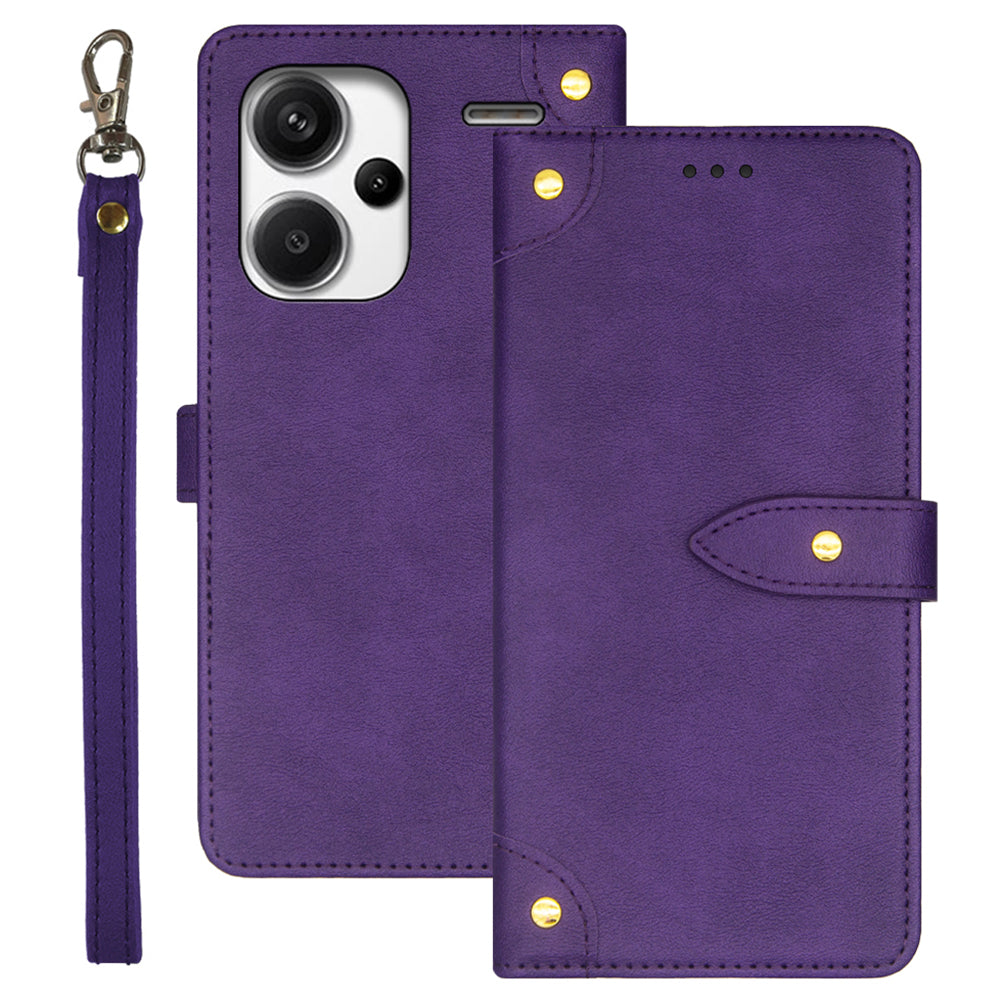 IDEWEI For Xiaomi Redmi Note 13 Pro+ 5G Magnetic Phone Case Leather Card Holders Stand Cover - Purple