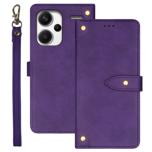 IDEWEI For Xiaomi Redmi Note 13 Pro+ 5G Magnetic Phone Case Leather Card Holders Stand Cover - Purple