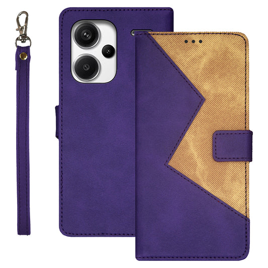IDEWEI For Xiaomi Redmi Note 13 Pro+ 5G Case Color Splicing Leather Cover with Hand Strap - Purple