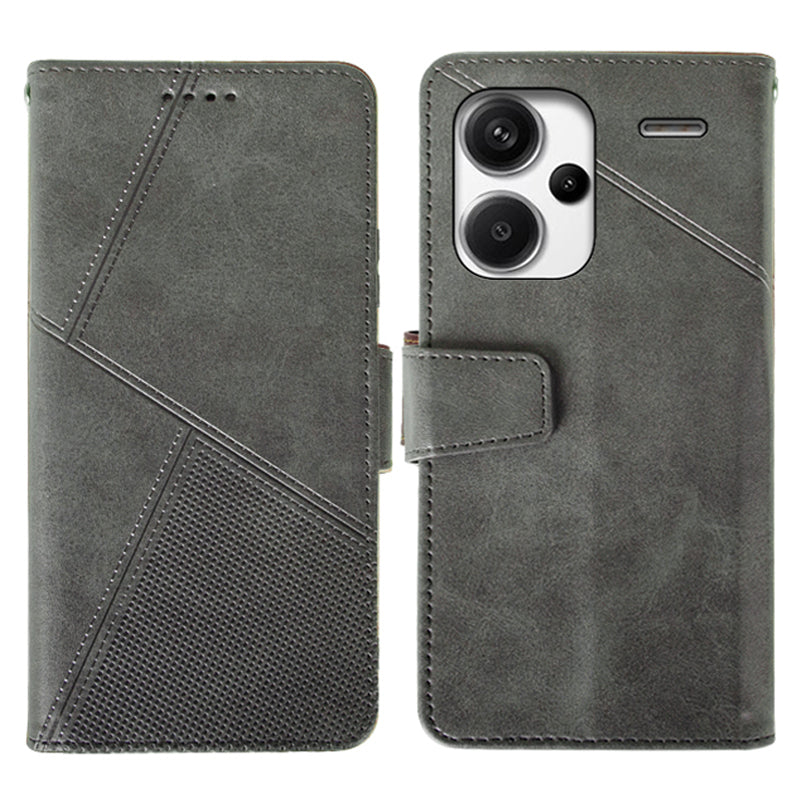 IDEWEI For Xiaomi Redmi Note 13 Pro+ 5G Case Leather Calf Texture Stand Anti-scratch Phone Cover - Black