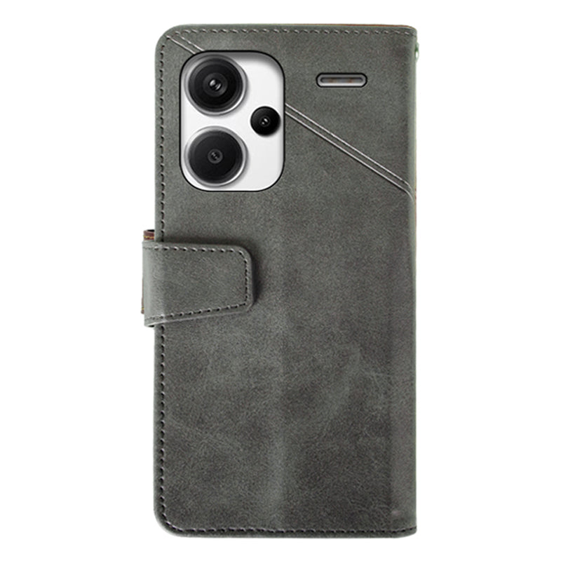 IDEWEI For Xiaomi Redmi Note 13 Pro+ 5G Case Leather Calf Texture Stand Anti-scratch Phone Cover - Black