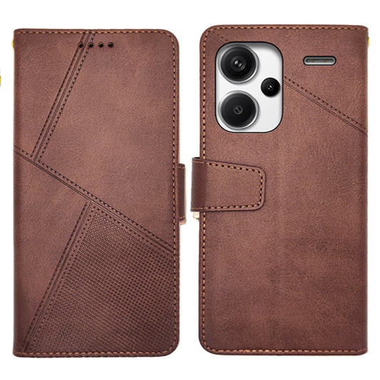 IDEWEI For Xiaomi Redmi Note 13 Pro+ 5G Case Leather Calf Texture Stand Anti-scratch Phone Cover - Brown