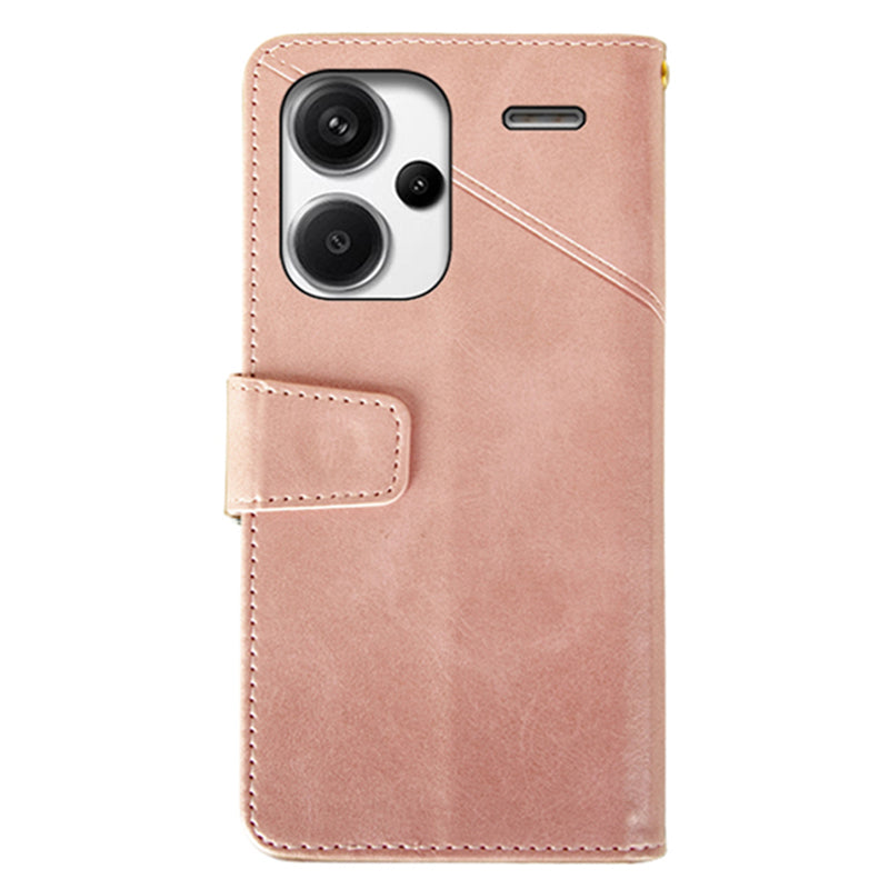 IDEWEI For Xiaomi Redmi Note 13 Pro+ 5G Case Leather Calf Texture Stand Anti-scratch Phone Cover - Pink
