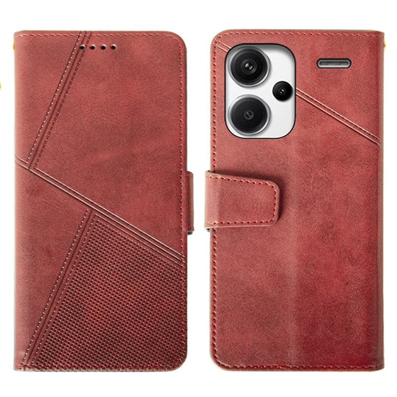 IDEWEI For Xiaomi Redmi Note 13 Pro+ 5G Case Leather Calf Texture Stand Anti-scratch Phone Cover - Red