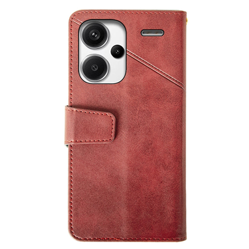 IDEWEI For Xiaomi Redmi Note 13 Pro+ 5G Case Leather Calf Texture Stand Anti-scratch Phone Cover - Red