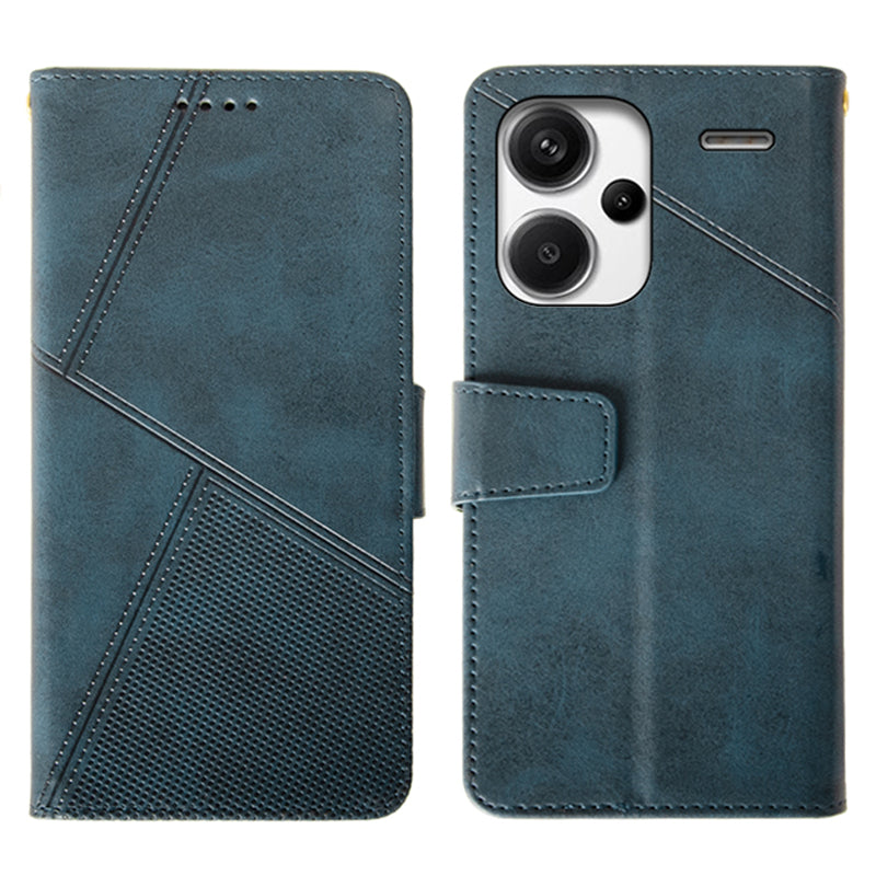 IDEWEI For Xiaomi Redmi Note 13 Pro+ 5G Case Leather Calf Texture Stand Anti-scratch Phone Cover - Blue