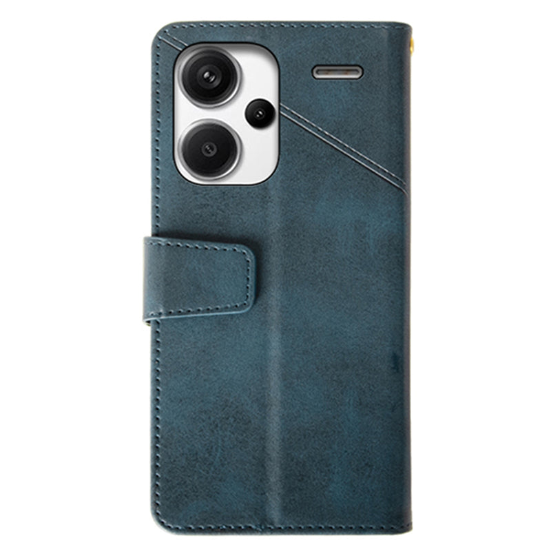 IDEWEI For Xiaomi Redmi Note 13 Pro+ 5G Case Leather Calf Texture Stand Anti-scratch Phone Cover - Blue