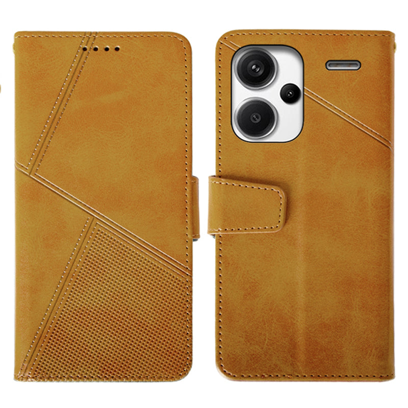 IDEWEI For Xiaomi Redmi Note 13 Pro+ 5G Case Leather Calf Texture Stand Anti-scratch Phone Cover - Orange