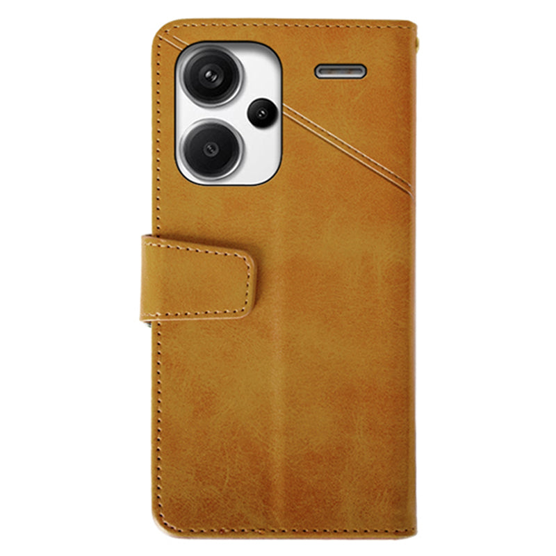 IDEWEI For Xiaomi Redmi Note 13 Pro+ 5G Case Leather Calf Texture Stand Anti-scratch Phone Cover - Orange