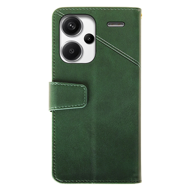 IDEWEI For Xiaomi Redmi Note 13 Pro+ 5G Case Leather Calf Texture Stand Anti-scratch Phone Cover - Green