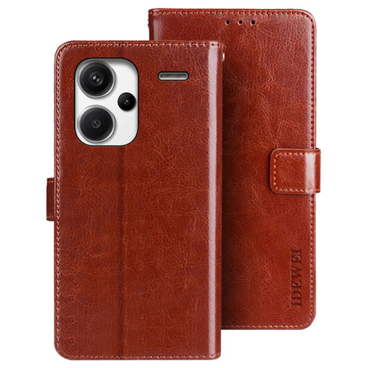 IDEWEI For Xiaomi Redmi Note 13 Pro+ 5G Case Crazy Horse Card Holder Phone Protector - Brown
