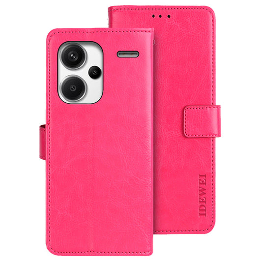 IDEWEI For Xiaomi Redmi Note 13 Pro+ 5G Case Crazy Horse Card Holder Phone Protector - Rose