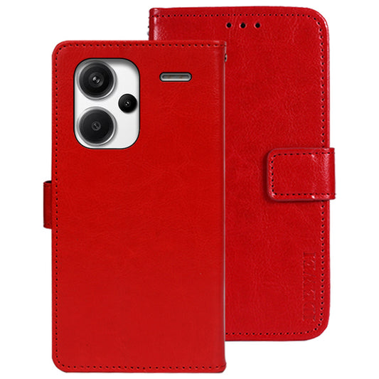 IDEWEI For Xiaomi Redmi Note 13 Pro+ 5G Case Crazy Horse Card Holder Phone Protector - Red