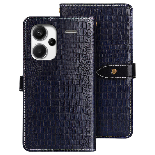 For Xiaomi Redmi Note 13 Pro+ 5G Magnetic Phone Case Crocodile Texture Stand Flip Cover - Blue