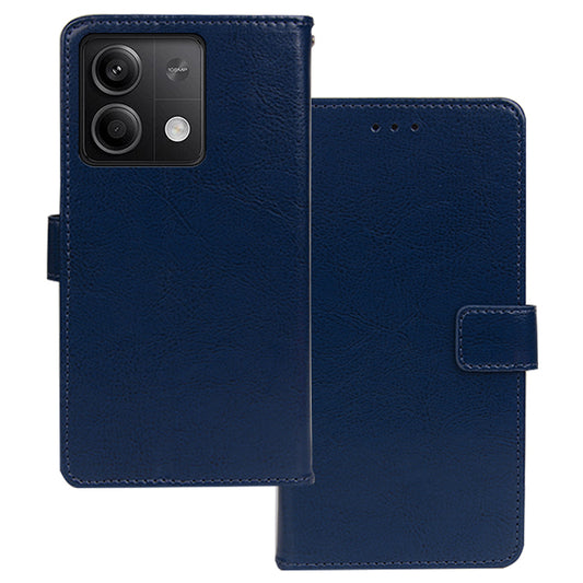IDEWEI For Xiaomi Redmi Note 13 5G Case Crazy Horse Texture Photo Slot Phone Guard Cover - Blue