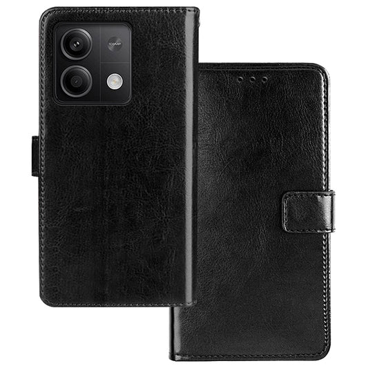 IDEWEI For Xiaomi Redmi Note 13 5G Case Crazy Horse Texture Photo Slot Phone Guard Cover - Black
