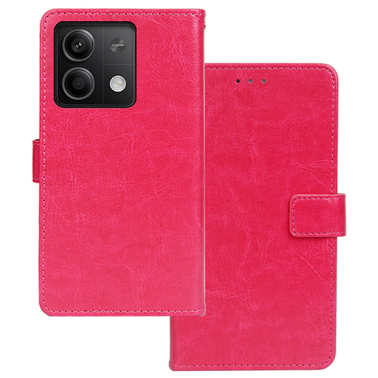 IDEWEI For Xiaomi Redmi Note 13 5G Case Crazy Horse Texture Photo Slot Phone Guard Cover - Rose