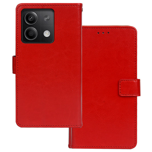 IDEWEI For Xiaomi Redmi Note 13 5G Case Crazy Horse Texture Photo Slot Phone Guard Cover - Red