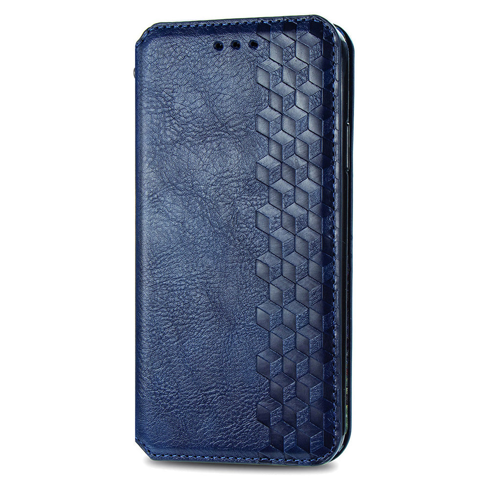 For Xiaomi Redmi Note 13 Pro 5G / Poco X6 5G Magnetic Case Card Holder Rhombus Imprinted Phone Cover - Blue