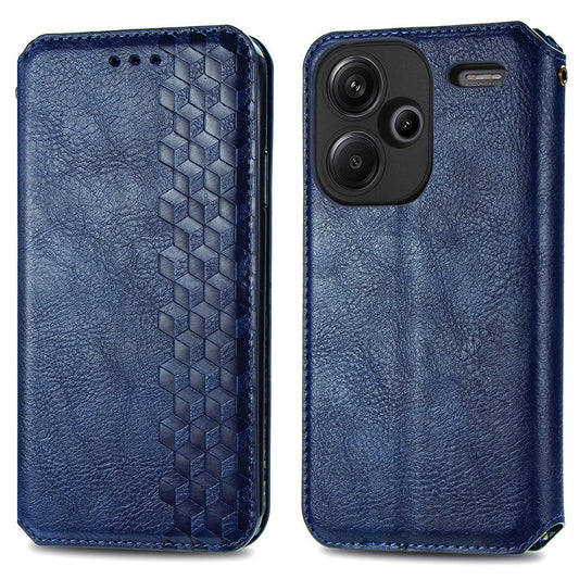 For Xiaomi Redmi Note 13 Pro+ 5G Cover Rhombus Imprinted Leather Phone Case - Blue